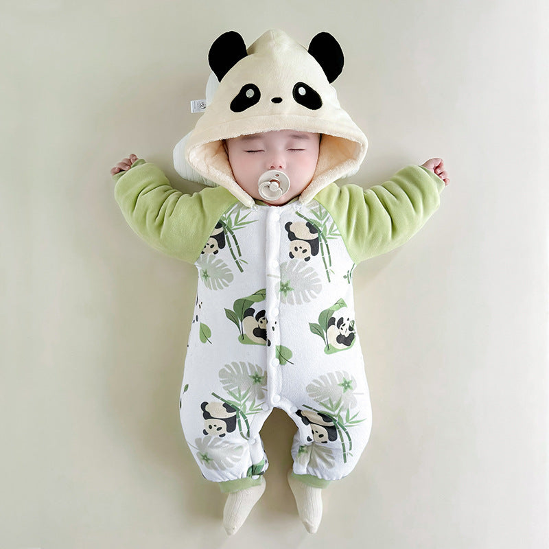 Winter Fleece-lined Fleece-lined Cotton Rompers Infant Warm Thickened Jumpsuit