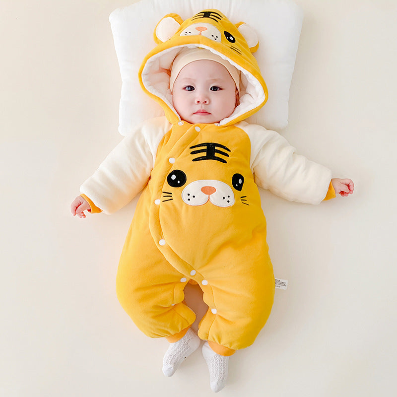 Winter Fleece-lined Fleece-lined Cotton Rompers Infant Warm Thickened Jumpsuit