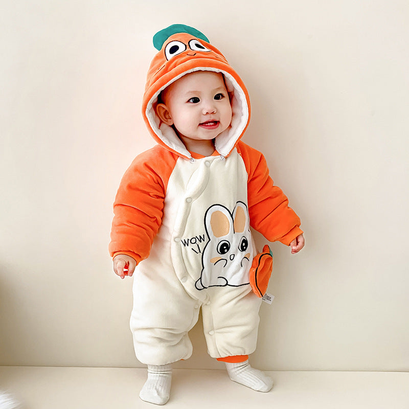 Winter Fleece-lined Fleece-lined Cotton Rompers Infant Warm Thickened Jumpsuit